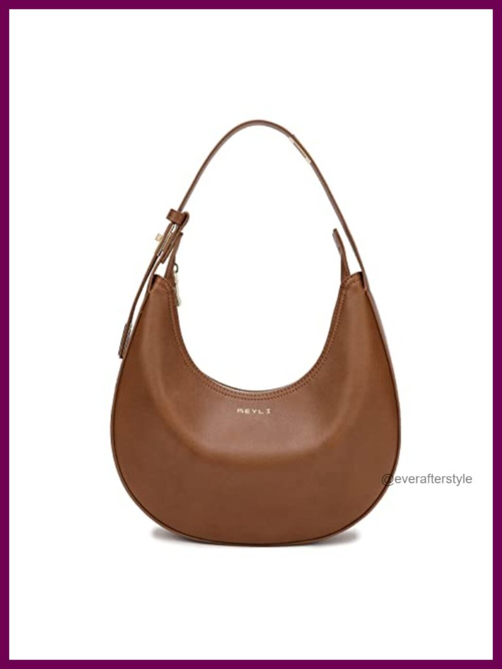 PU Leather Shoulder Bag Women Hobo Handbag Adjustable Strap Zip Closure Purse
